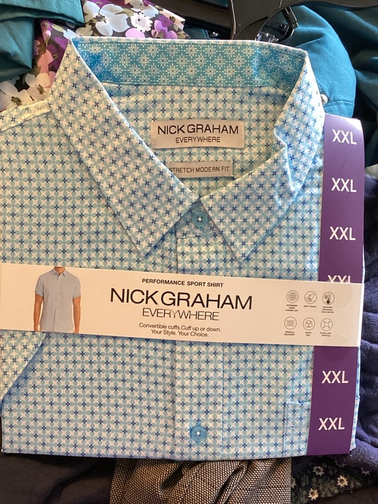 Nick Graham Other - Nick Graham Everywhere Men's Light Blue Geometric Performance Shirt